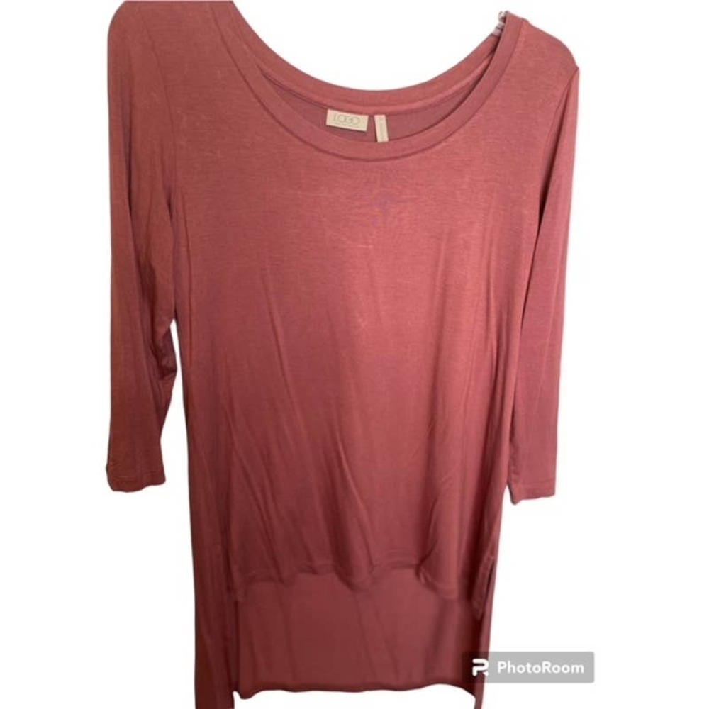 LOGO by Lori‎ Goldstein 3/4 Sleeve Top Sz Small Rose